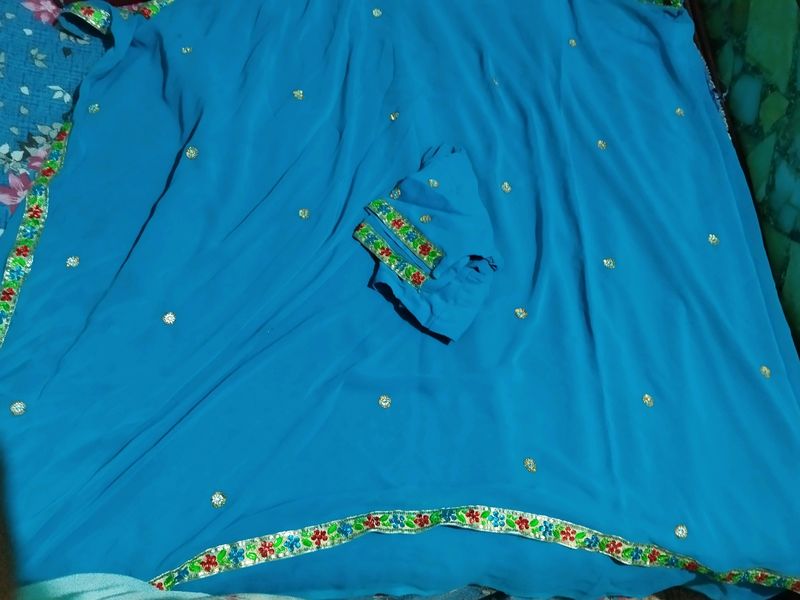 Beautiful Sky Blue Colour Saree