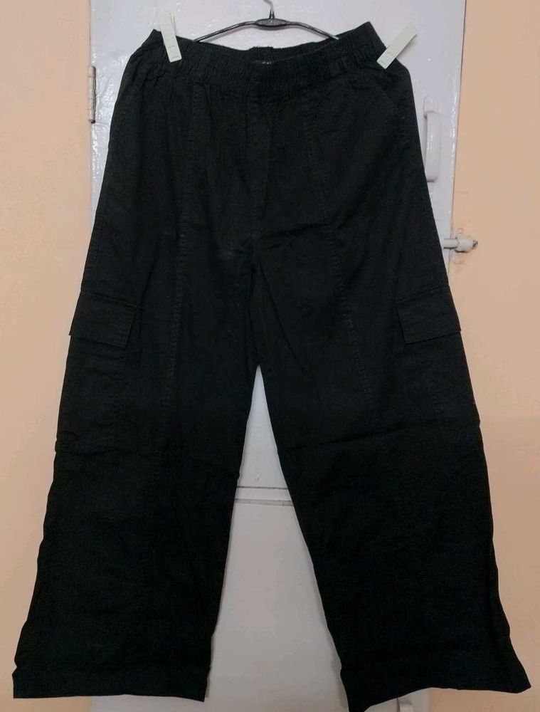 Black Wide Leg Cargo Pants