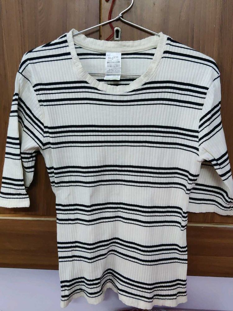 Striped Tee with 3/4 Sleeves