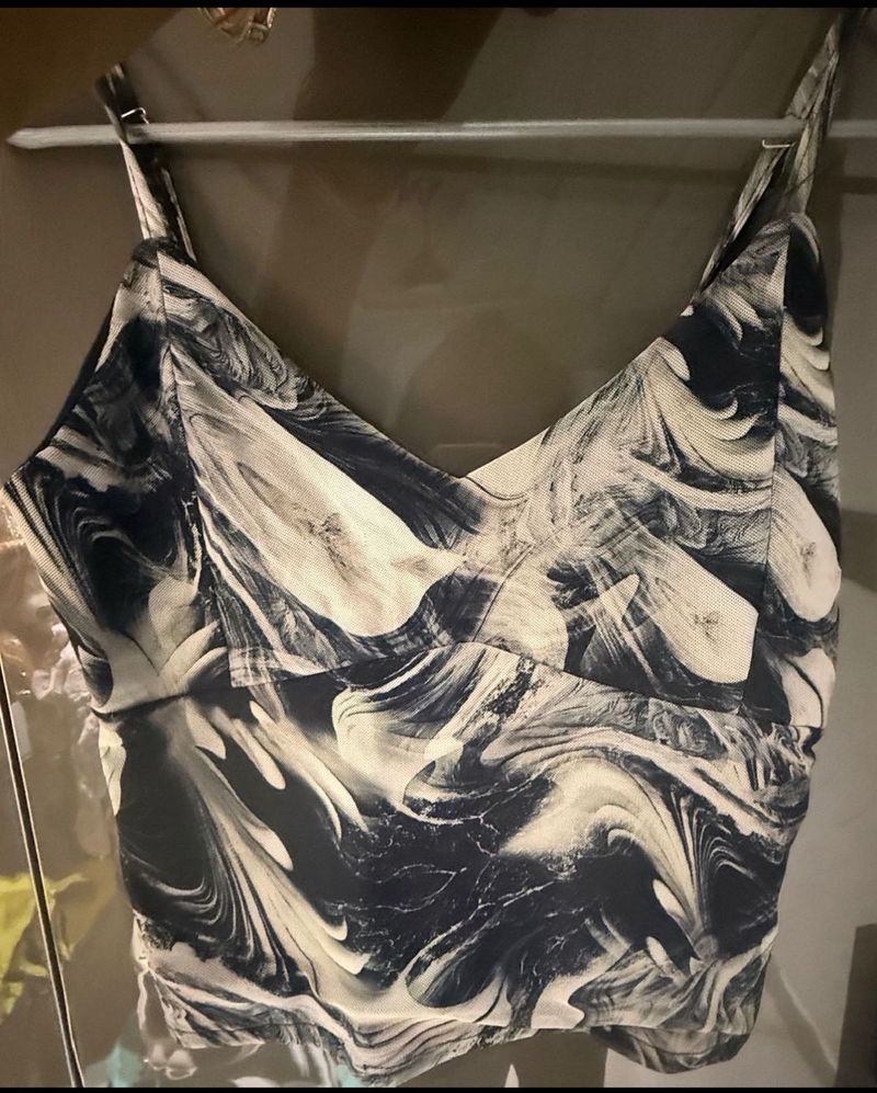 Abstract Marble Print Ruched Top