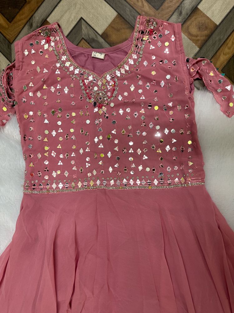 Embroidered Pink gown Set