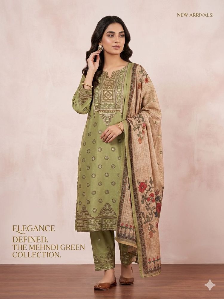 Elegant Mehndi Green Kurta Set