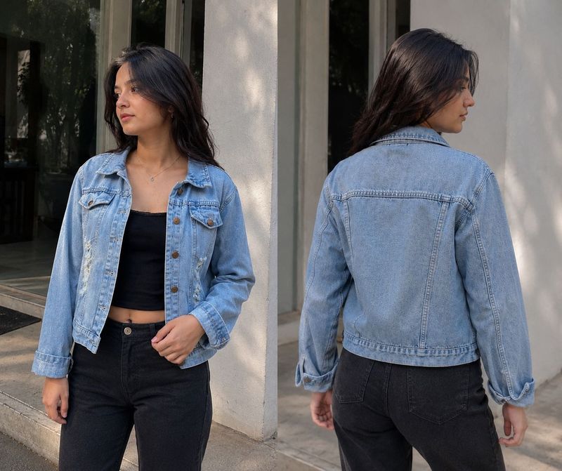 Light Wash Distressed Denim Jacket