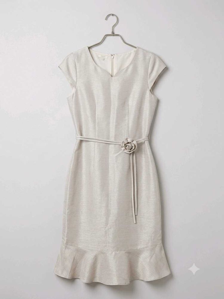 Elegant Linen Blend Cap Sleeve Dress