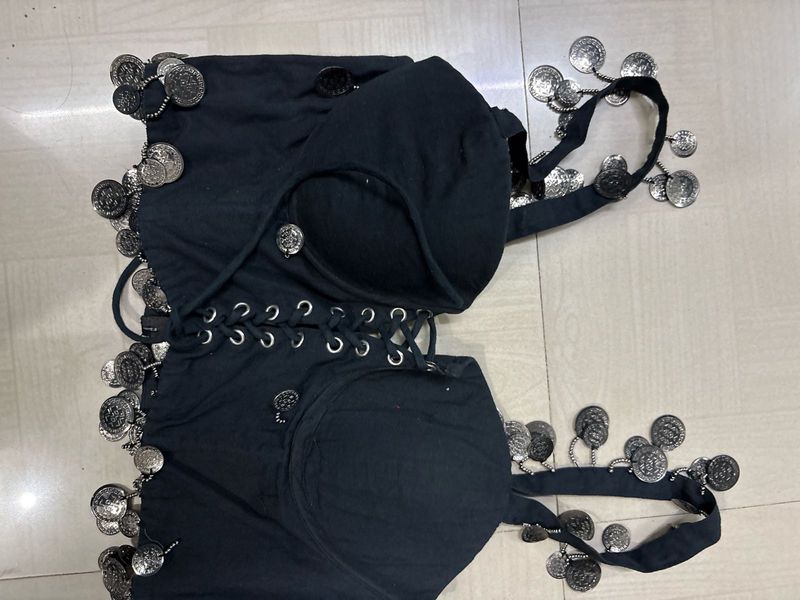 Bohemian Black Coin Embellished Blouse