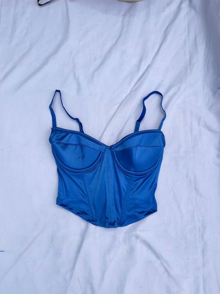 Blue Satin Corset top