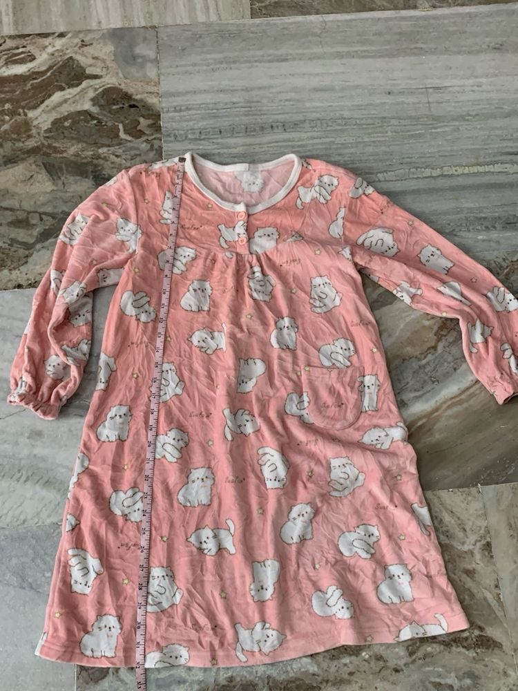 Cute Cat Print Nightgown