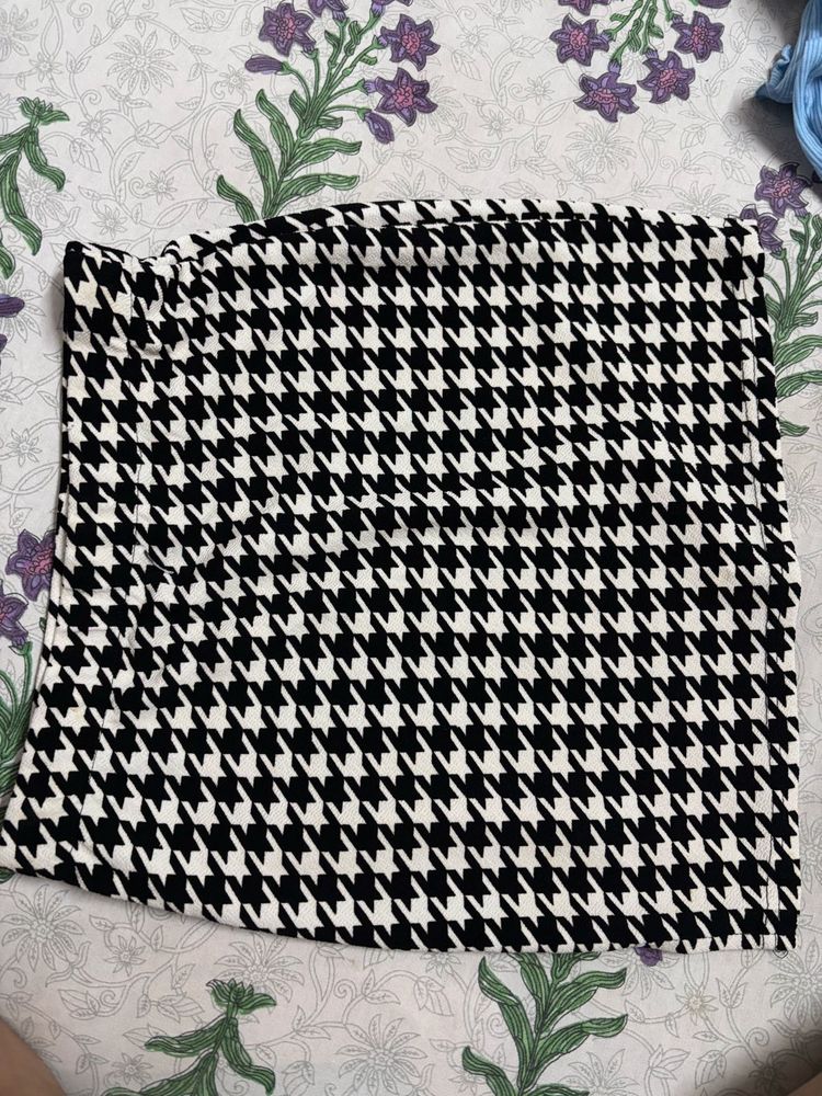 Houndstooth check Mini Skirt