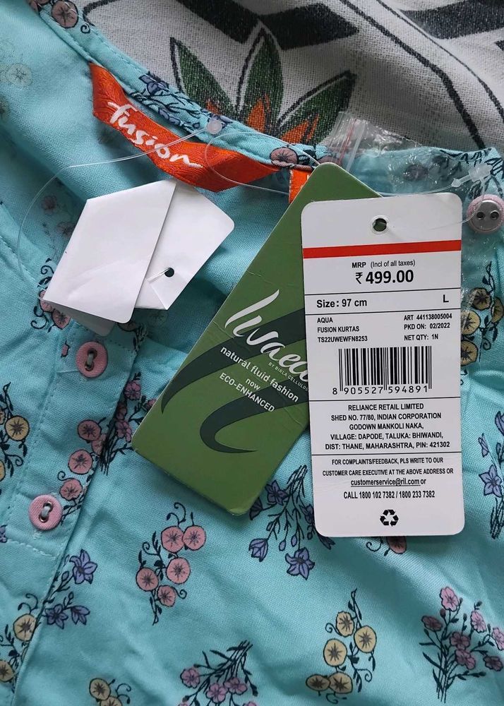 🆕️ Aqua Blue Printed Kurta