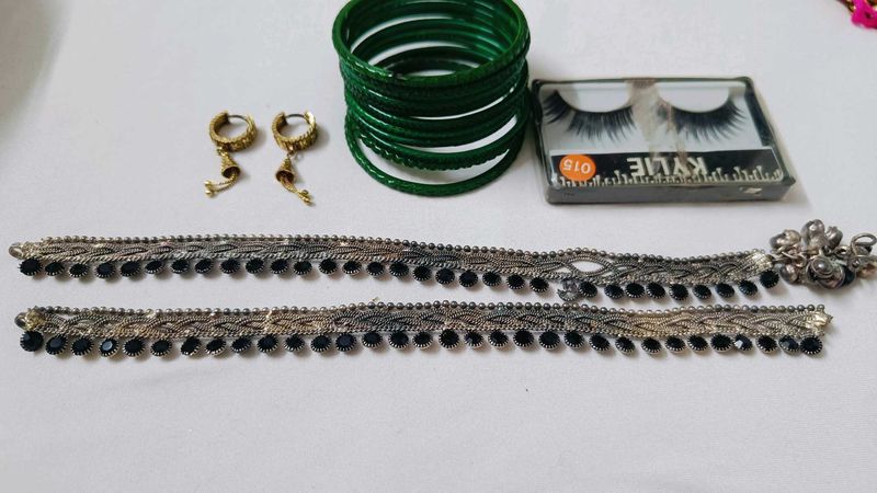 Indian Jewelry Set - Anklets, Bangles, Earrings &amp;