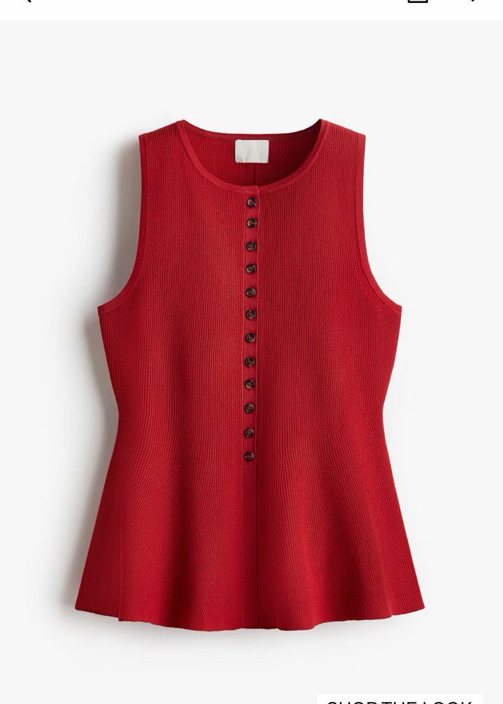H&amp;M Vibrant Red Sleeveless Peplum Top