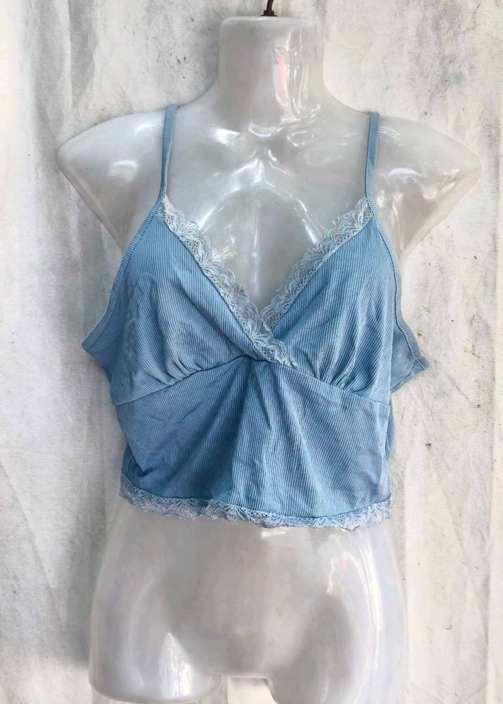 Light Blue Lace Trim Cami Top
