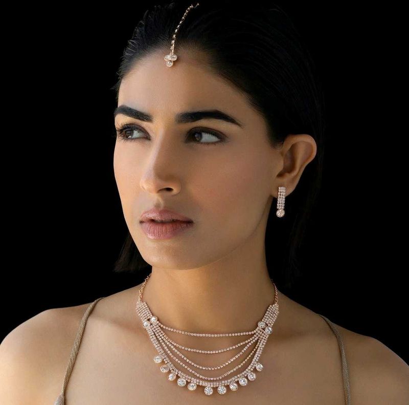 AntiTarnish Elegant Diamond Necklace &amp; Earring Set