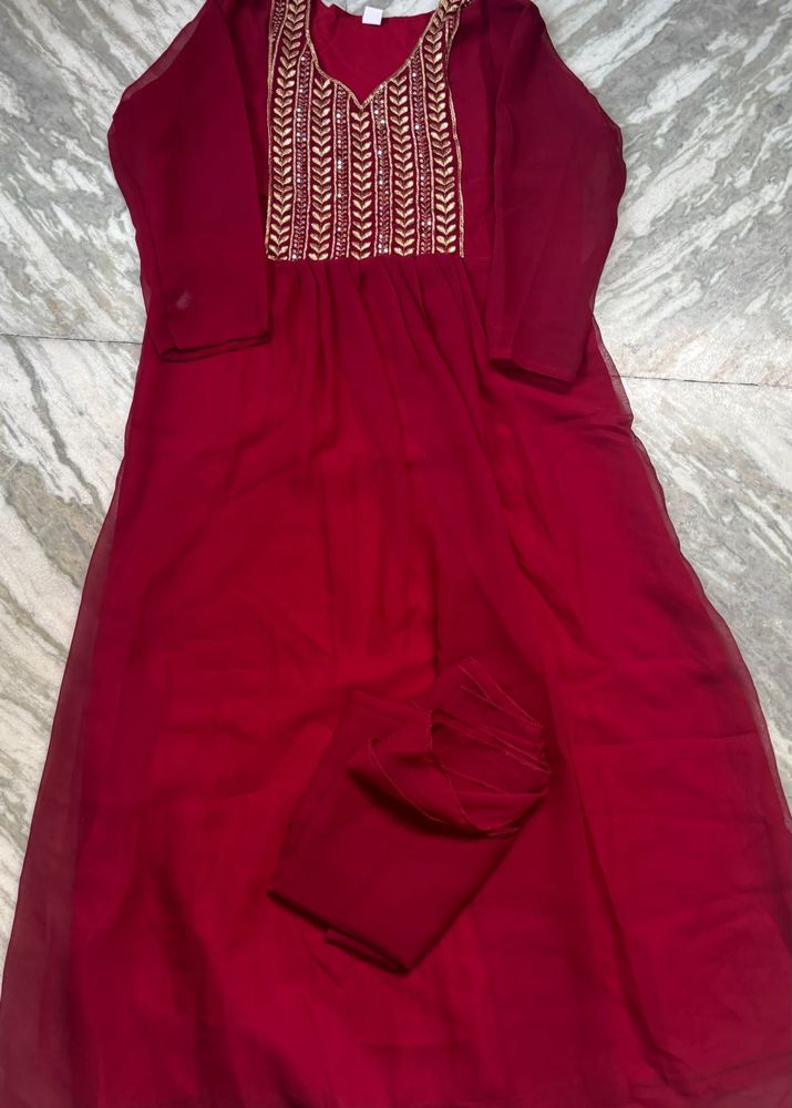 maroon sequins kurti