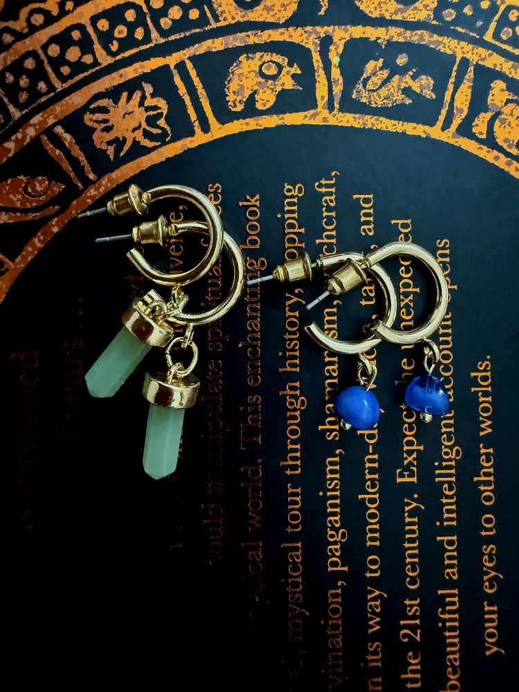 Chic Gold &amp; Gemstone Hoop Earrings