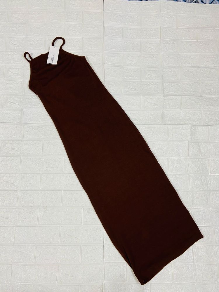 Brown Spaghetti Strap bodycon dress