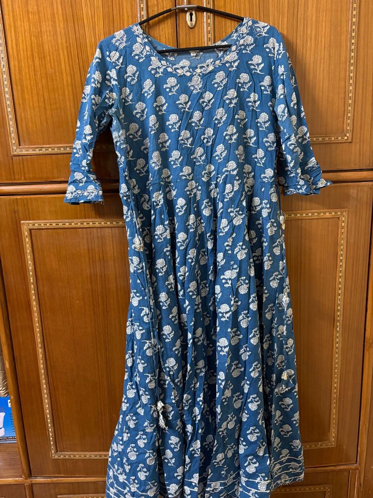 Blue Floral Print Kurta