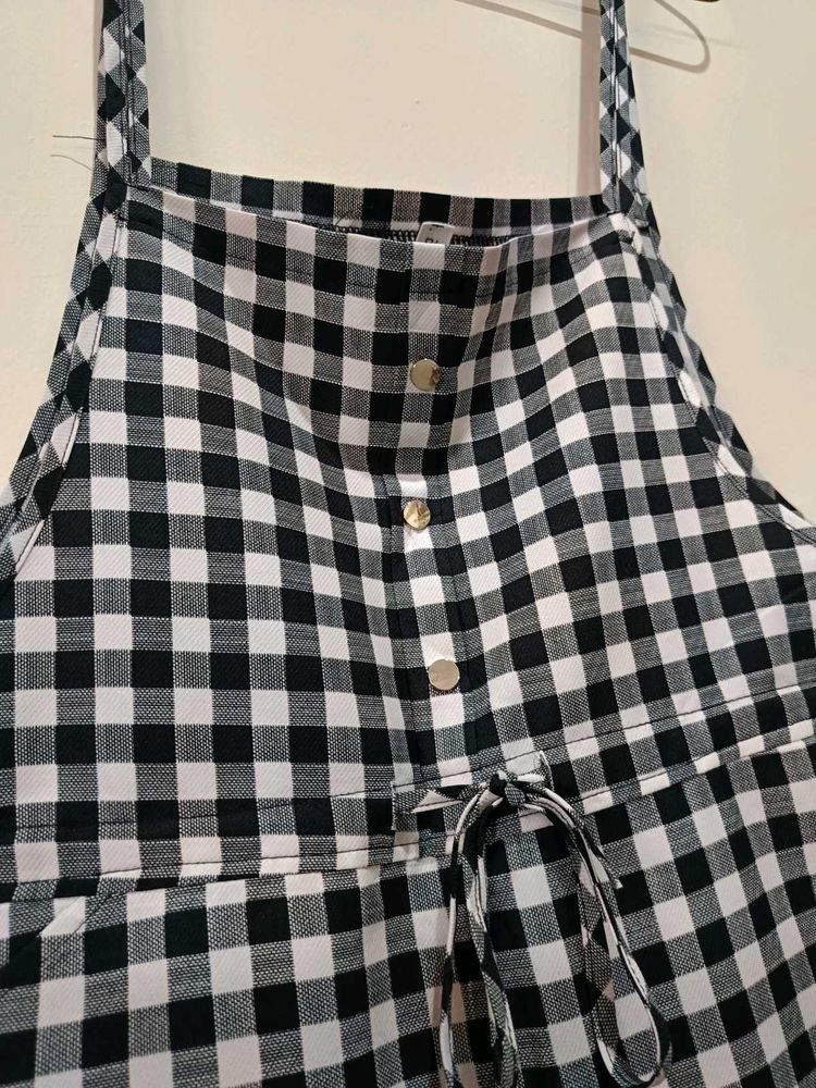 Black &amp; White Gingham Jumpsuit with pockets