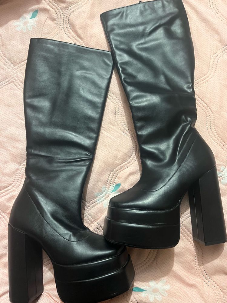 Chunky Platform Knee-High Boots