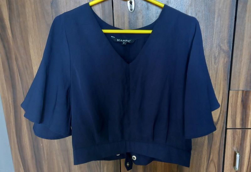 Blue Top With Flared Sleeves..