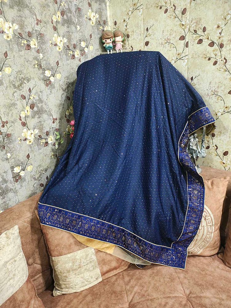 Women Swaroski Half Net Silk Saree