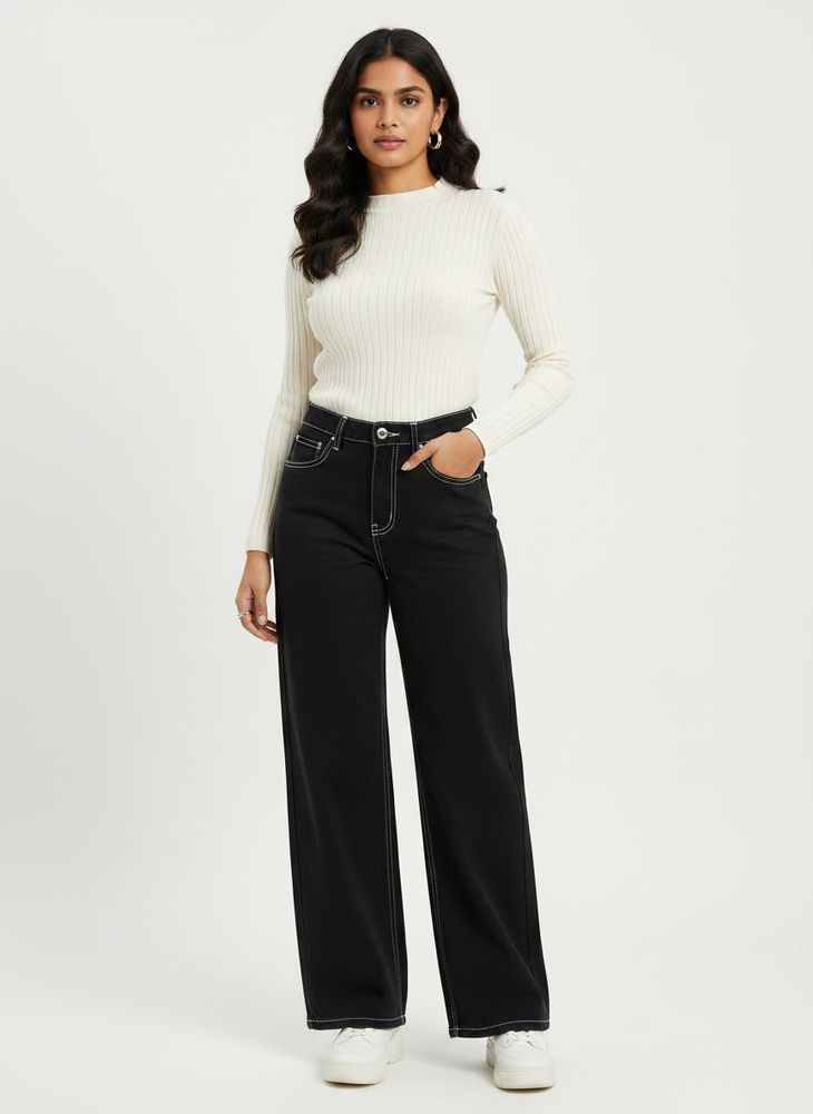 Stylish Black Wide Leg Jeans