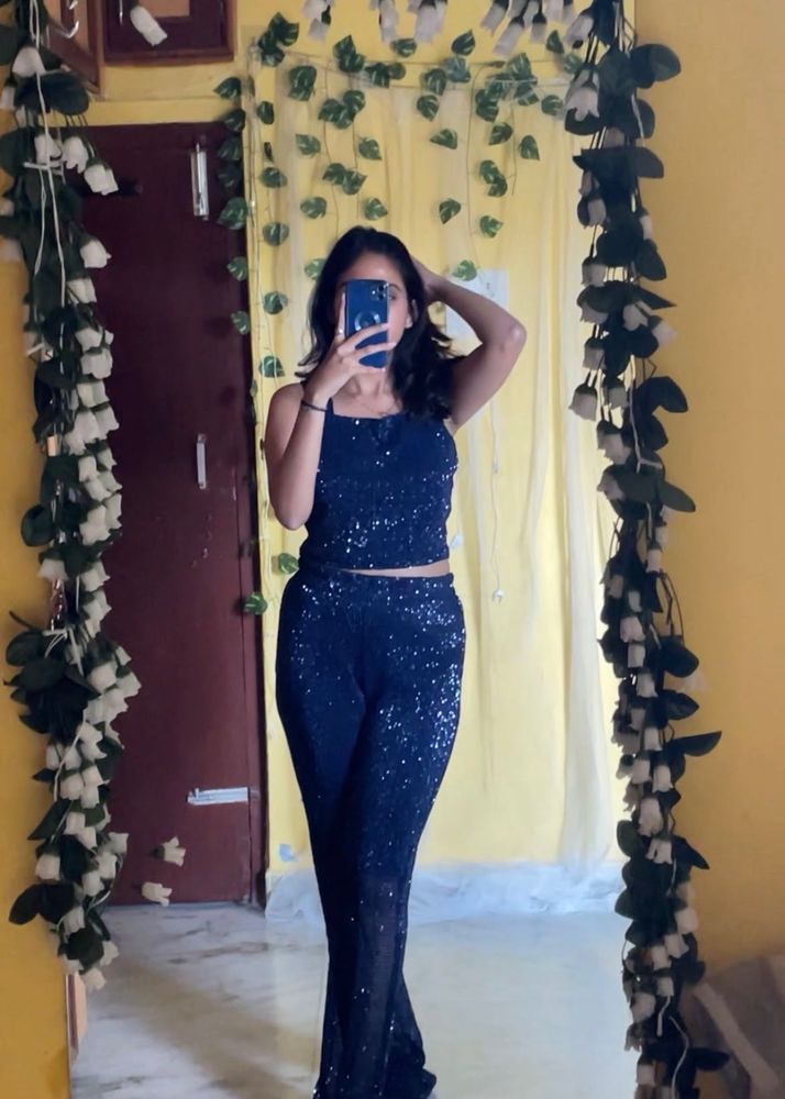 Sparkling Navy Blue Sequin Set