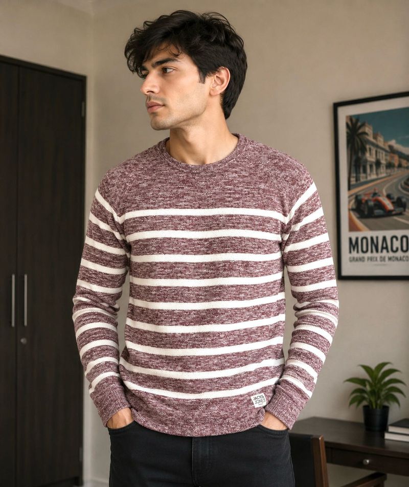 Jack &amp; Jones Men's Striped Knit Sweater