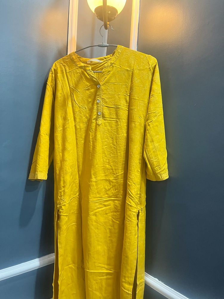 Vibrant Yellow Cotton Kurta