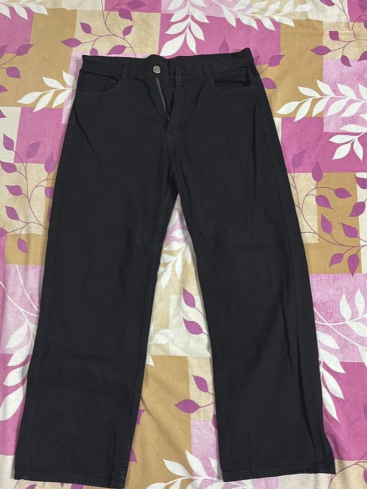 straight fit black denim