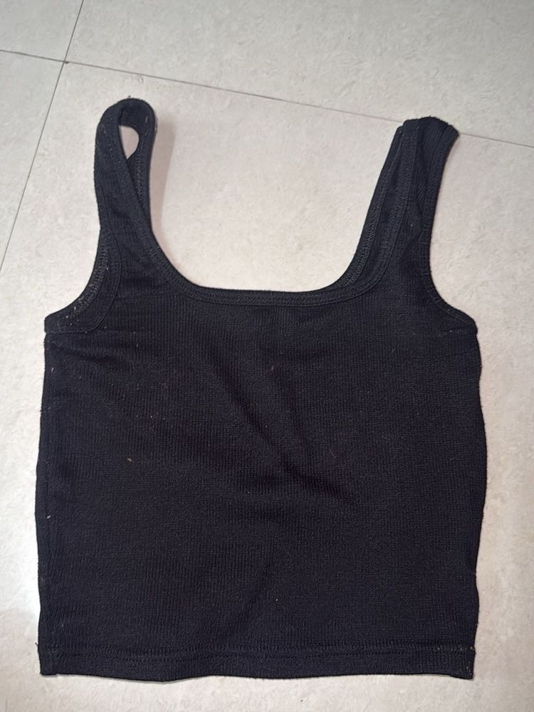 Black Ribbed Tank Top