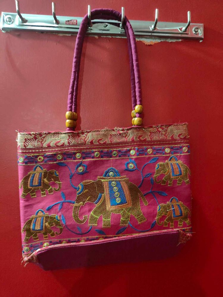 Embroidered Elephant Tote Bag
