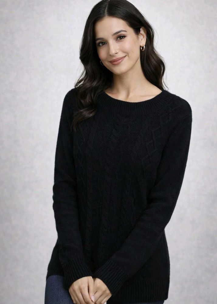 Black Cable Knit Sweater