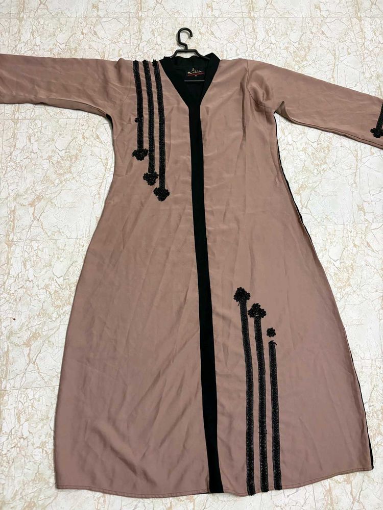 Elegant Abaya with Black Embellishments