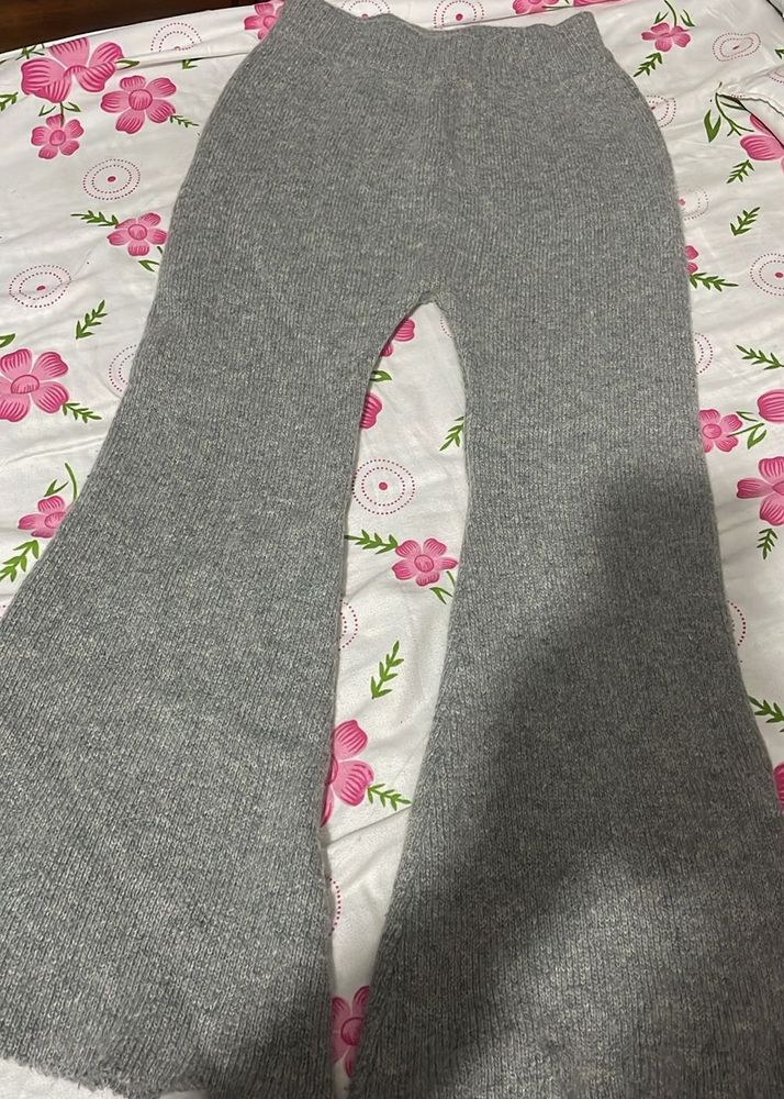 women’s winter Grey Bell Bottom Knit Pants