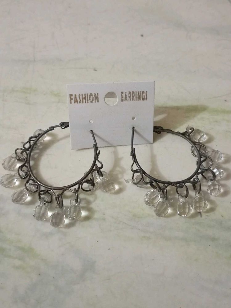 Bohemian Hoop Earrings with Crystal Charms