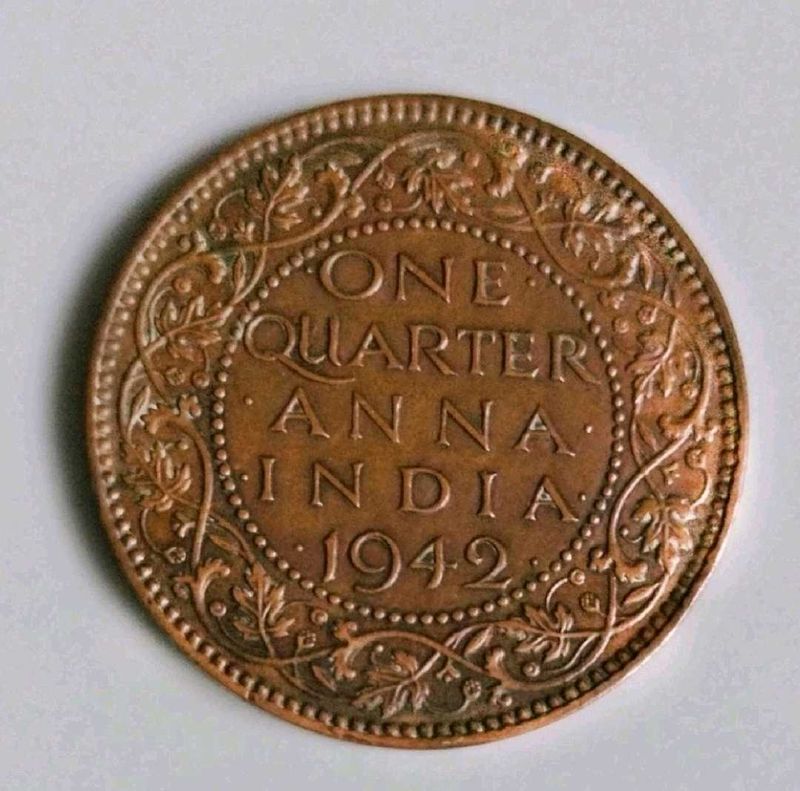 1942 India Quarter Anna Coin