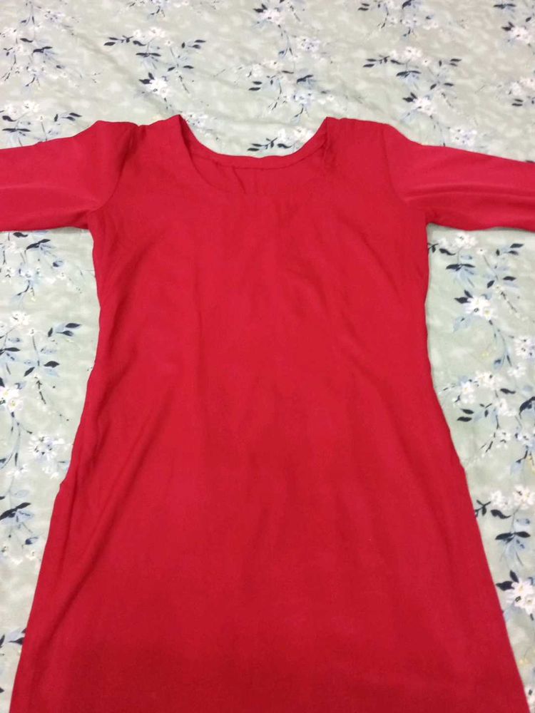 Red Long Sleeve Casual Dress