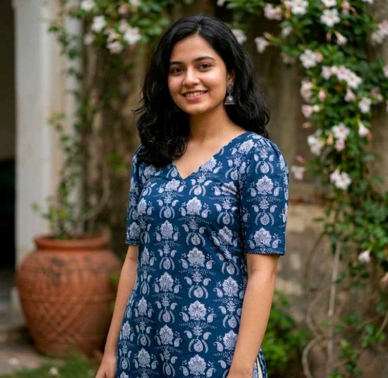 Beautiful Navy Blue Printed Kurta