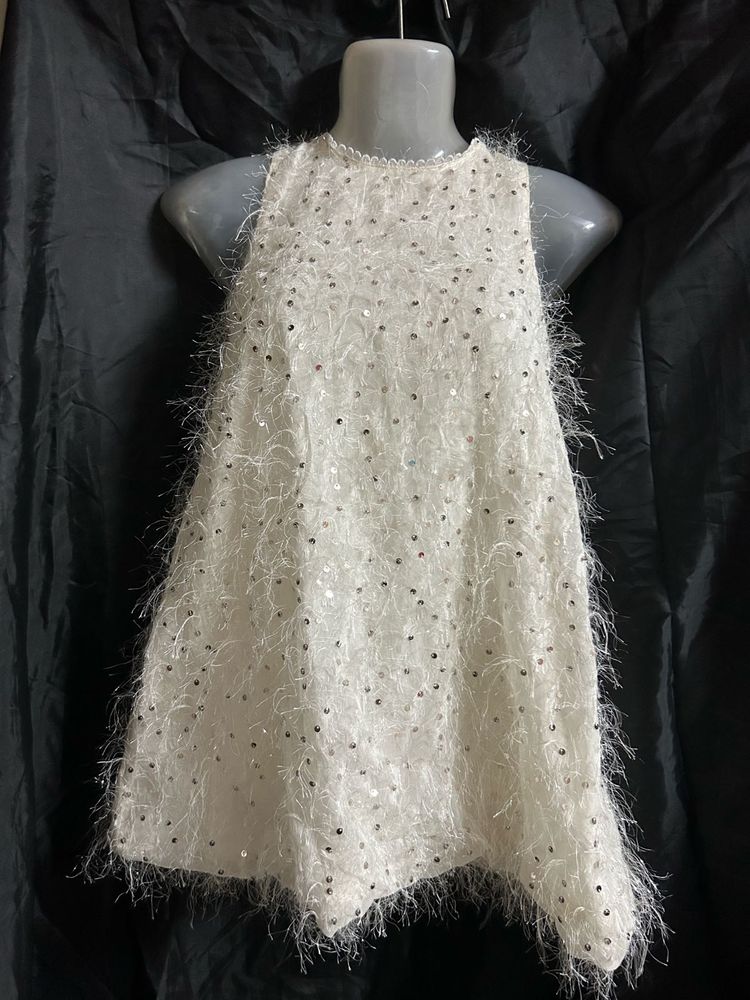 Sparkly Fluffy White Top
