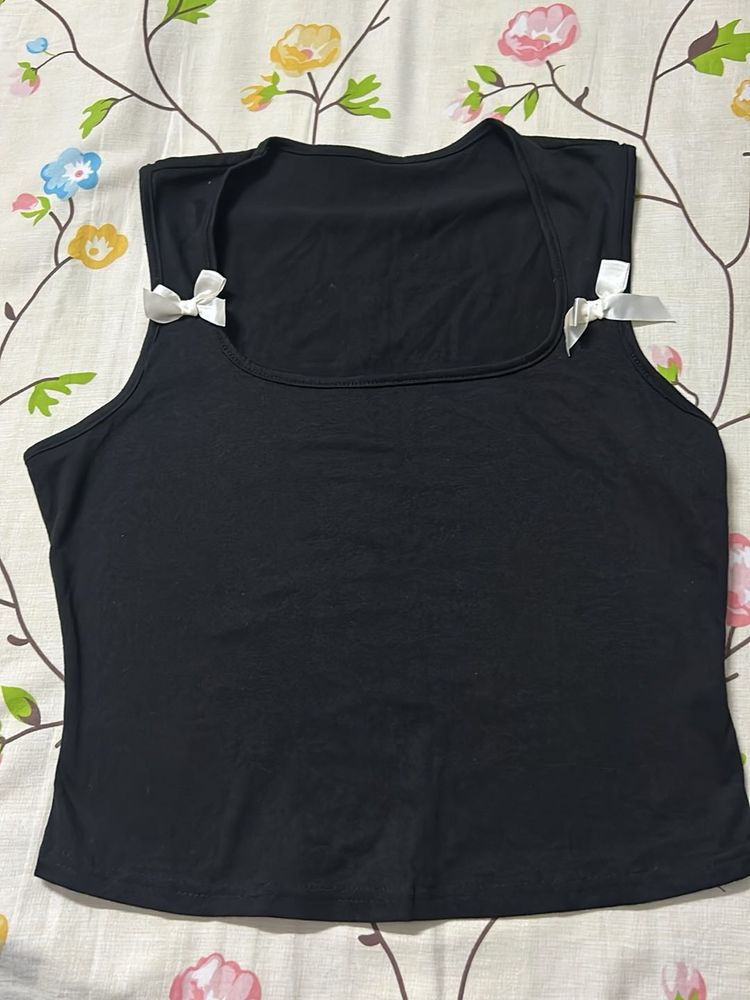 Cute Black Bow Tank Top