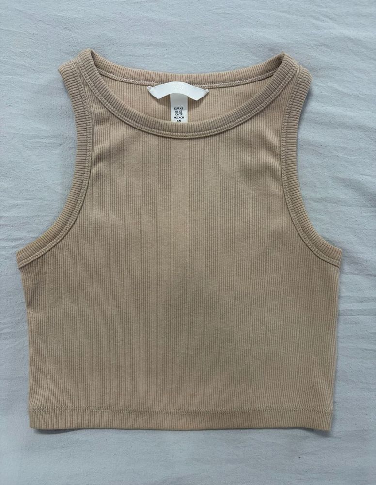H&amp;M Beige Ribbed Tank Top