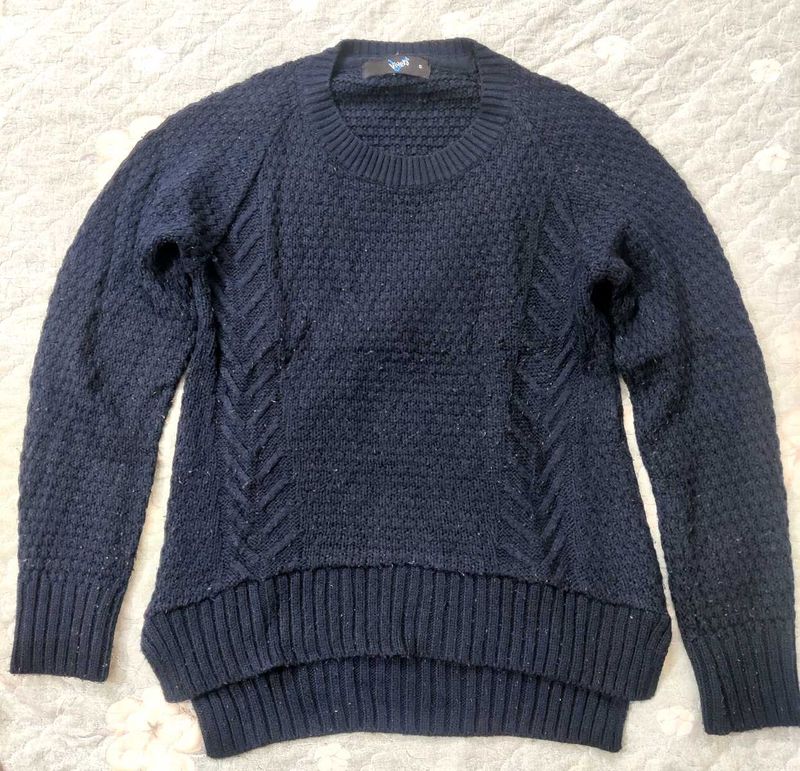 Navy Blue Knit Sweater for women
