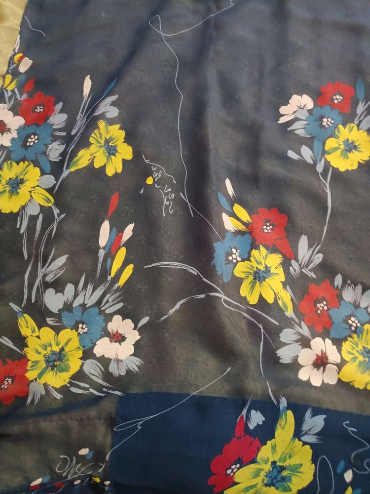 Blue And Golden Colour Saree