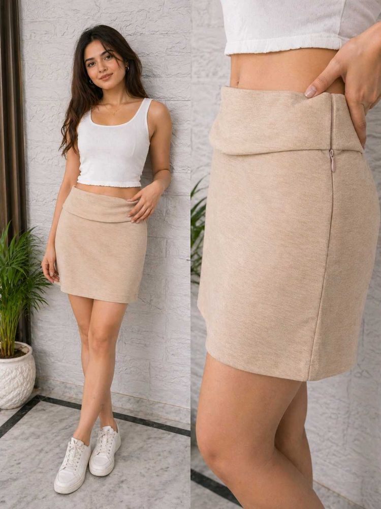 Stylish Beige Mini Skirt