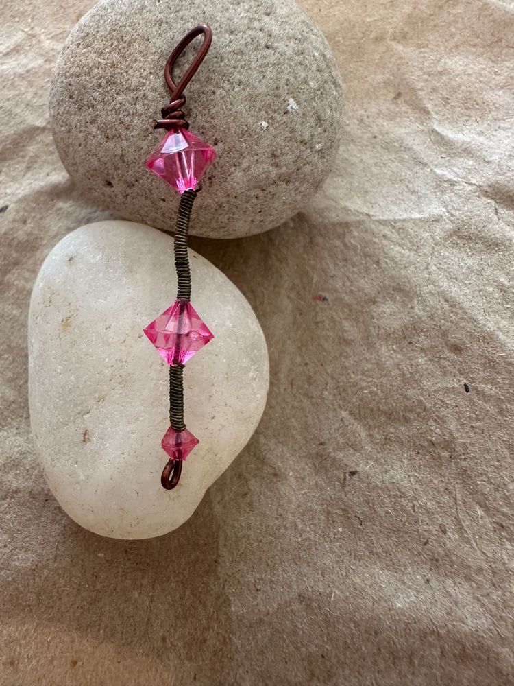 Handmade Pink Crystal Charm Copper
