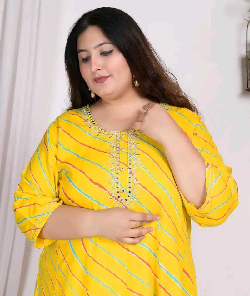 Swasti Plus Size Lehariya Striped A-Line Maxi