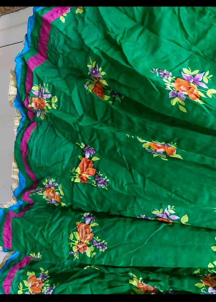 Green Floral Print Fabric