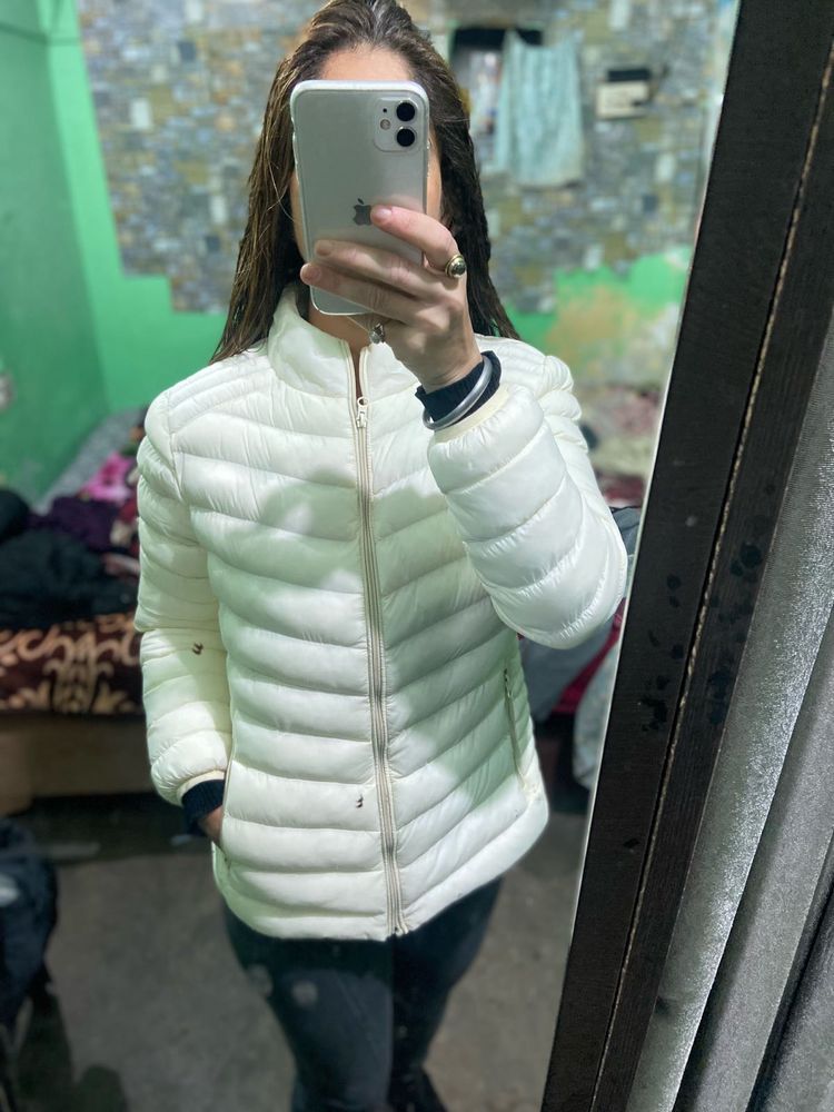 Stylish White Puffer Jacket