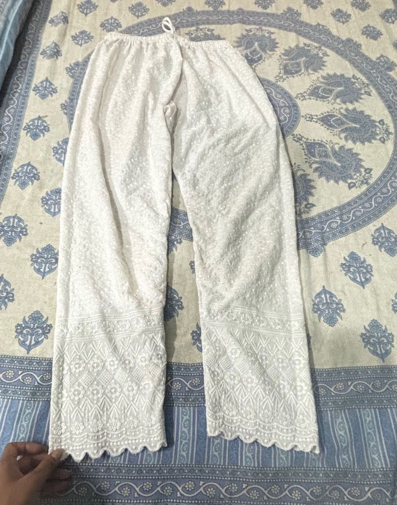 White Chikankari Palazzos